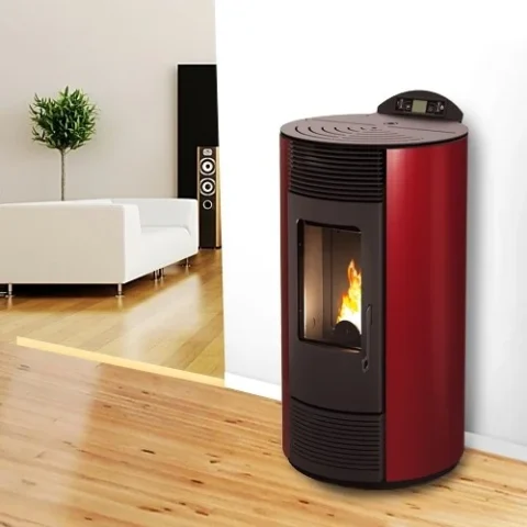 Estufa de pellets MODERNA SMART 8,7 kW redonda burdeos